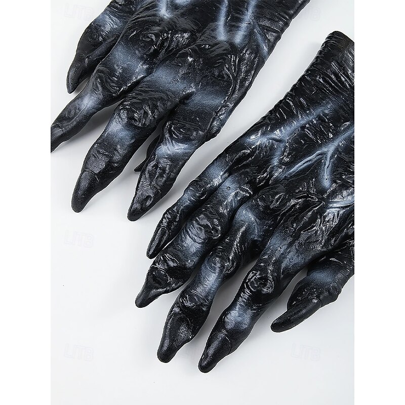 Men's Halloween Plastic Monster Gloves – Scary Skeleton and Zombie Hand Costume Props for Party, Cosplay and Stage Performance3