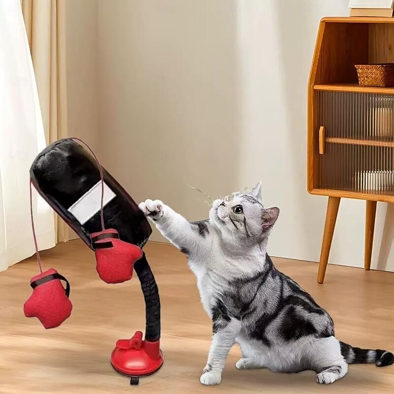 Cat Boxing Toy Punching Bag Play Gym with Spring-Loaded Bobbing Action, Suction Cup Base, Bells & Crinkles, Interactive Cat Toy for Indoor Cats3