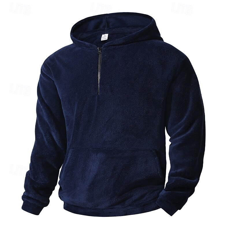 Men's Hoodie Quarter Zip Hoodie Fleece Hoodie Black White Navy Blue Blue Gray Hooded Plain Sports & Outdoor Casual Daily Streetwear Cool Sportswear Fall Winter Clothing Apparel Hoodies Sweatshirts2