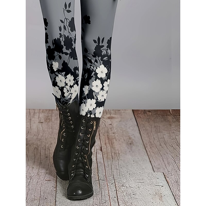Women's Slacks Leggings Cozy Leggings Vacation Vintage Streetwear Ankle-Length Natural Graphic Flower Elastic Waist Print Comfy Outdoor Comfortable High Elasticity Outdoor Vacation Streetwear3
