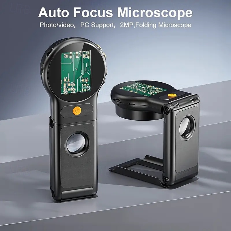 Portable Handheld Digital Microscope with 500x-1000x Magnification Auto Focus Dual Battery/USB Power Compatibility Portable Multifunctional Inspection Tool