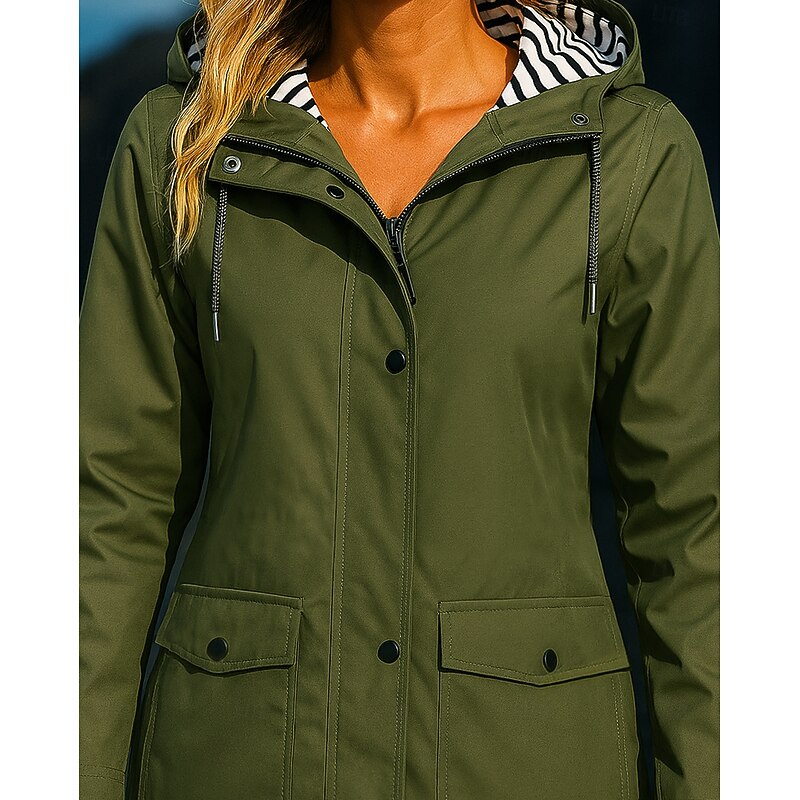 Women's Hiking Jacket Rain Coat Outdoor Waterproof Windproof Hiking Outfits Hiking Clothes Spring Autumn / Fall Top Camping / Hiking / Caving Running Solid Color Black White Army Green3