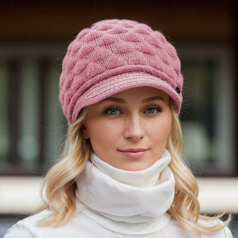 Women's Slouchy Beanie Hat Beret Hat Daily Holiday Solid Color Polyester Casual Warm Comfortable 1 PC4