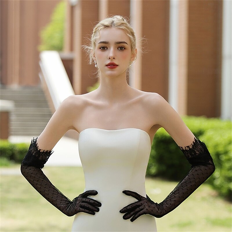 Mesh Elbow Length Glove Elegant / Party / Evening / Stylish With Pure Color Wedding / Party Glove2