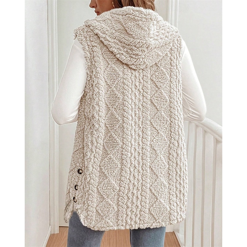 Women's Casual Jacket Warm Comfortable Buttons Fashion Outdoor Plain Going out Weekend Single Breasted Regular Hooded Regular Fit Long Sleeve Outerwear Black Pink Brown Fall Winter4