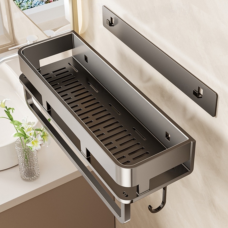 Gun Grey Wall-Mounted No-Drill Toilet Washroom Sink Vanity Cabinet For Advanced Storage3