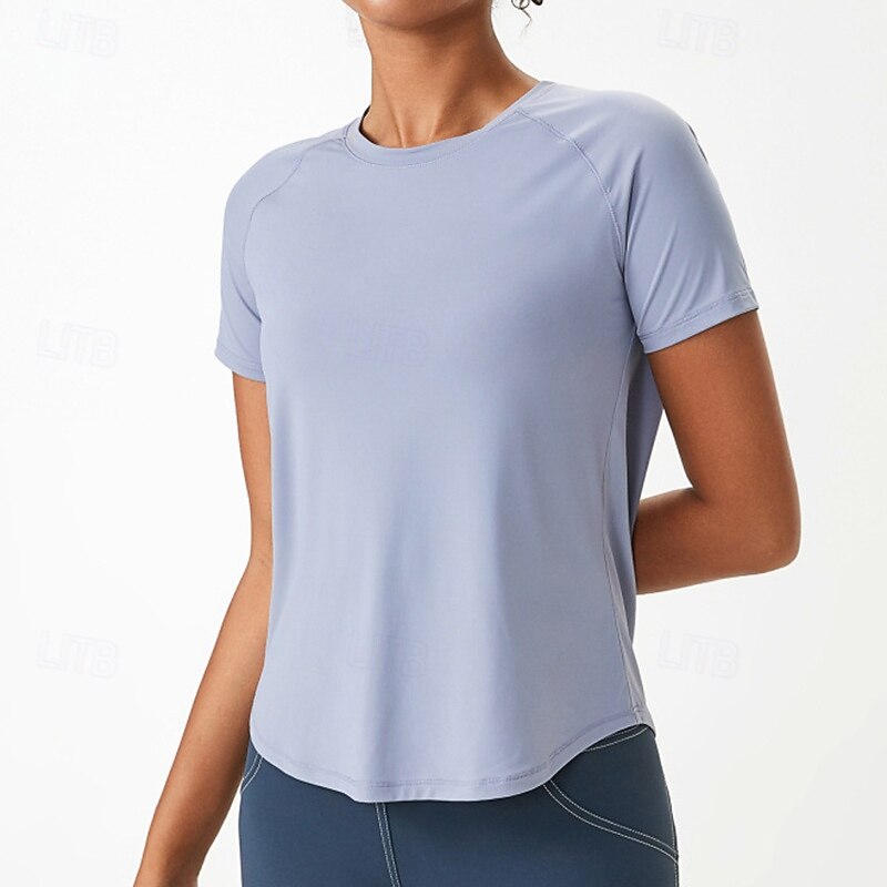 Women's Gym Shirt Running Shirt Mesh Short Sleeve Top Athleisure Fall Solid Colored Quick Dry Soft Sweat wicking Gym Workout Running Sportswear Activewear Black Pink Blue3