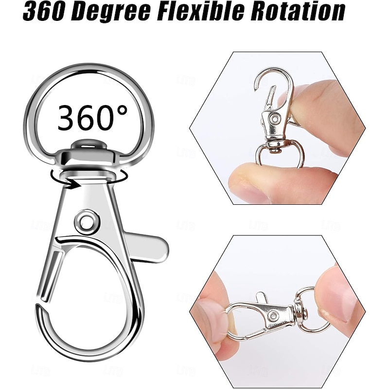 100PCS Swivel Snap Hooks with Key Rings, 50Pcs Key Chain Clip Hooks and 50Pcs Key Rings, Lanyard Lobster Claw Clasps for Keychains Jewelry Art Crafts2