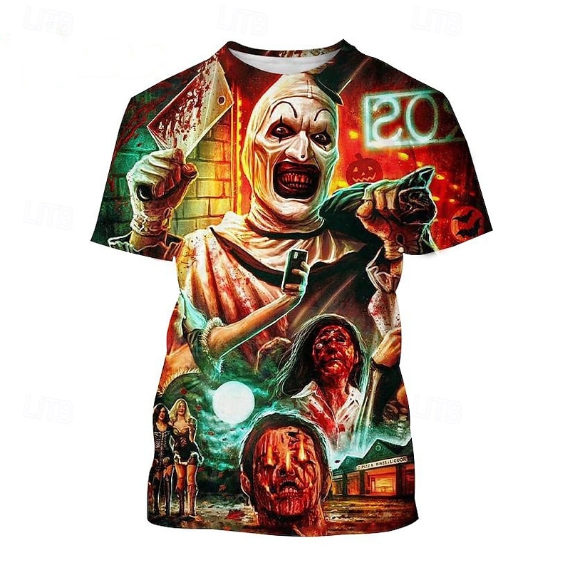 Halloween Terrifier Art the Clown T-shirt Print Graphic For Couple's Men's Women's Adults' Halloween Carnival Masquerade 3D Print Casual Daily3