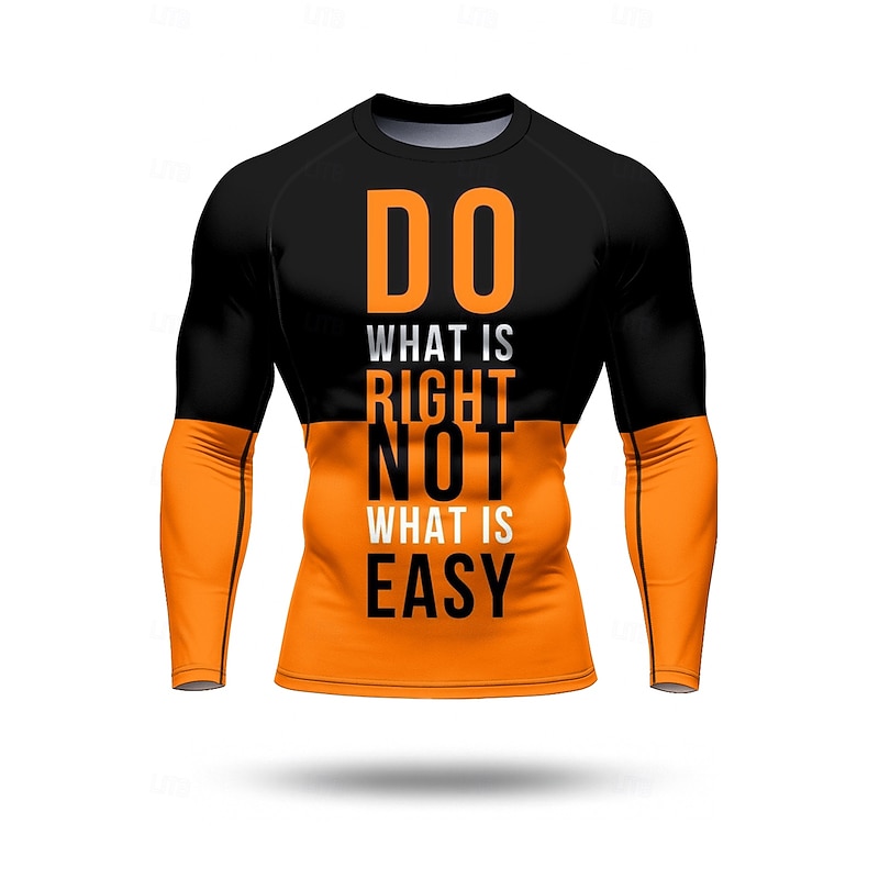 Men's Running T-Shirt Compression Shirt Running Shirt 3D Print Color Block Long Sleeve Base Layer Color Block Quick Dry Compression Power Flex Moisture Wicking Gym Workout Active Training Exercise