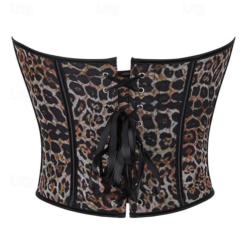 Women's Corset Shapewear Waist Cincher Shapewear Sexy Corset Fashion Sexy Leopard Pure Color Buttons Backless Vacation Street Date Sleeveless Corset Black White Brown Spring Fall Tailored Fit3