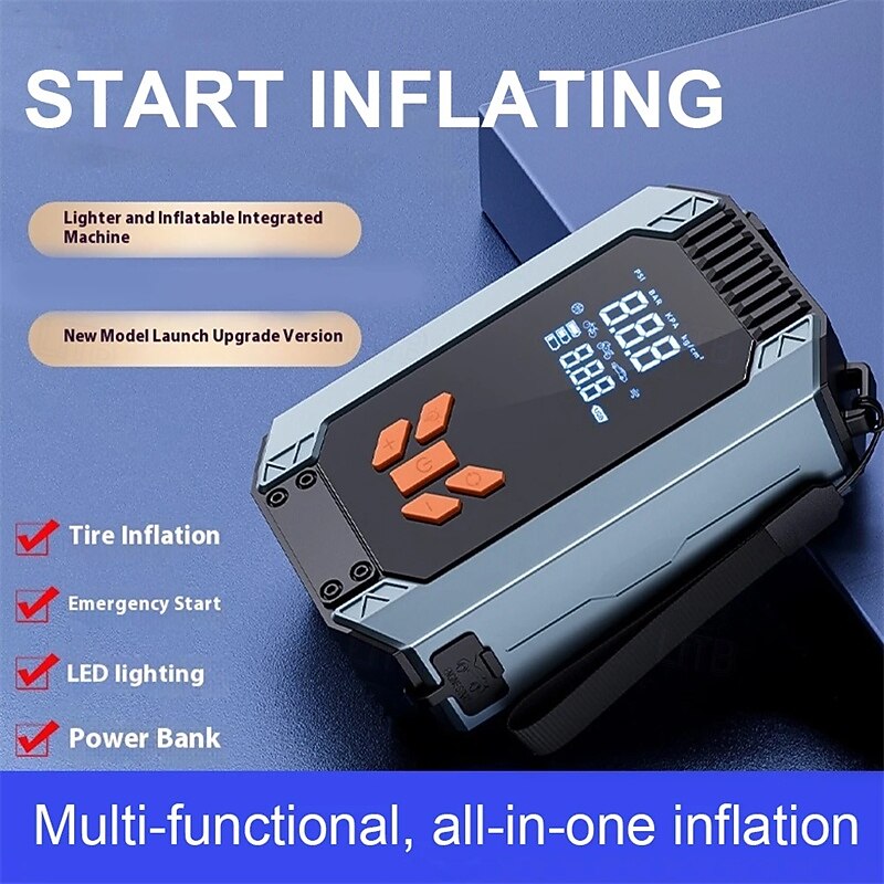 Tire Inflator Car Battery Jump Starter Portable Air Compressor Electric Air Pump for Cars SUVs & Trucks2