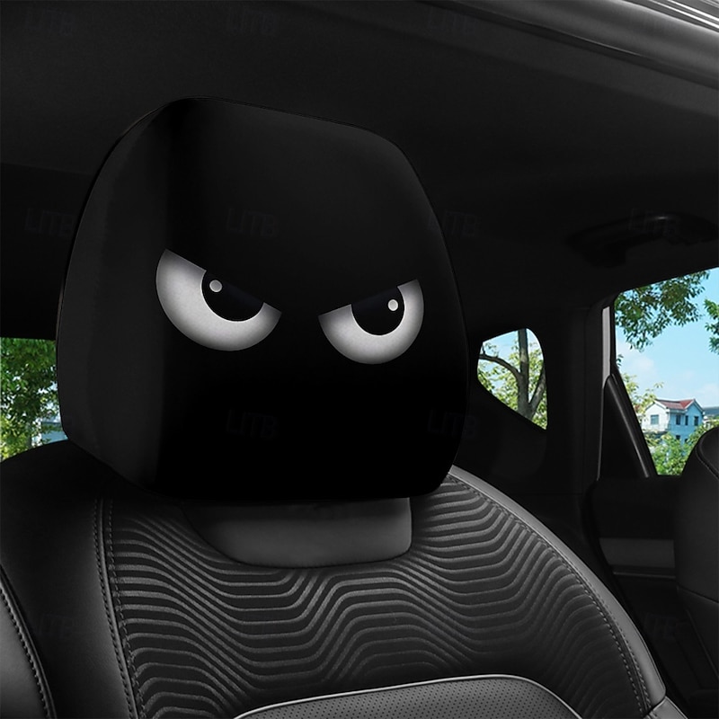 2pcs Spooky Halloween & Christmas Car Headrest Covers - Fit for All Vehicles No-Fill Cushionless Design Easy Installation - Funny Automotive Interior Decorations Car Seat Headrest Protectors3