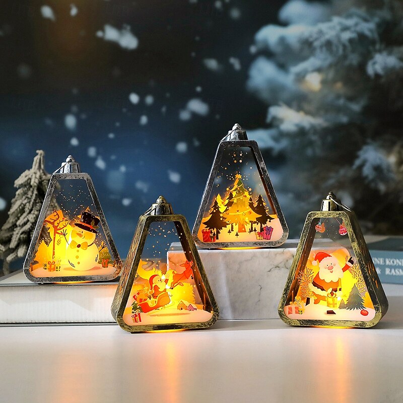 1 Pc 13 * 10CM Christmas LED Electronic Candle Retro Wind Light Hanging Lantern Indoor and Outdoor Gathering Desktop Atmosphere Decorative Light Small Leaf Light AG10 * 3 Batteries4