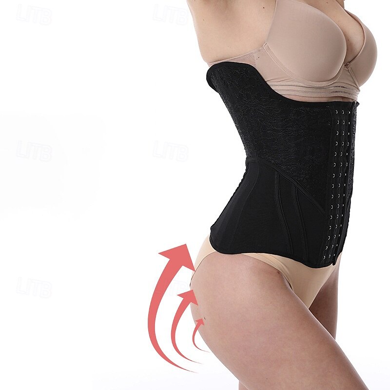 Women's Corset Shapewear Waist Cincher Shapewear Sexy Corset Casual Pure Color Lace Buttons Vacation Street Date Sleeveless Black Beige Spring Fall Tailored Fit3