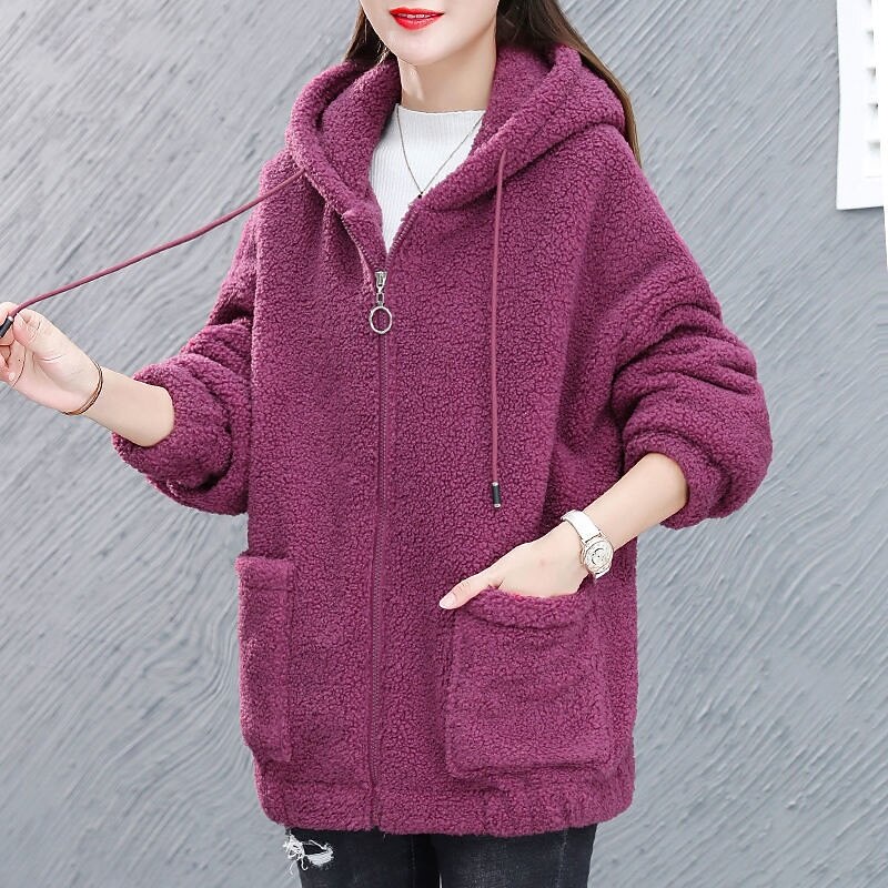 Women's Teddy Fleece acket Windproof Warm Zip Up Long Sleeve Sports Solid Color Top For Traveling Outdoor Running Loose Fit Activewear3