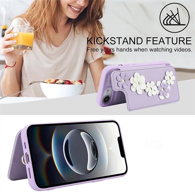 Phone Case For iPhone 17 Pro Max 16 15 14 Pro Max Plus 16e 13 Pro Max Back Cover Wallet Case Magnetic with Wrist Strap Kickstand TPU PC PU Leather4