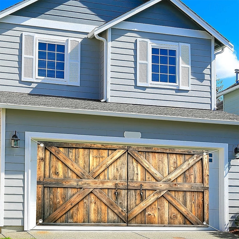 Garage Door Cover Large Hanging Backdrop Farm Barn Rustic Cottagecore 3D Party Outdoor Shooting Backgrounds Front Door Home Decor2