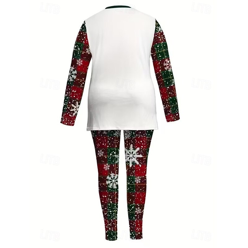 Women's Elegant Vacation Fashion T Shirt Pants Sets Long Sleeve Crew Neck Graphic Ugly Christmas Print Casual Daily Casual Daily White Spring Regular Fit2