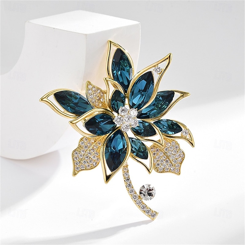 Brooches Classic Retro Flower Elegant Fashion Personalized Simple Brooch Jewelry Blue For Wedding Party Gift Engagement Prom Festival3