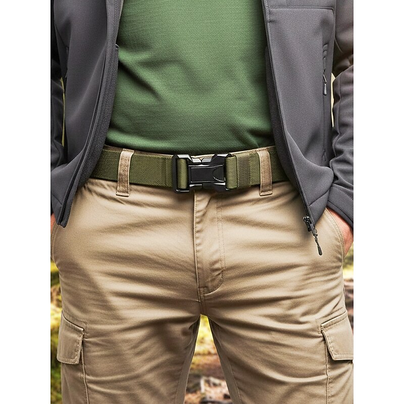 Men's Elastic Nylon Tactical Belt with Quick Release Buckle, Adjustable Military Style Webbing Belt for Outdoor Hiking, Work and Everyday Wear3