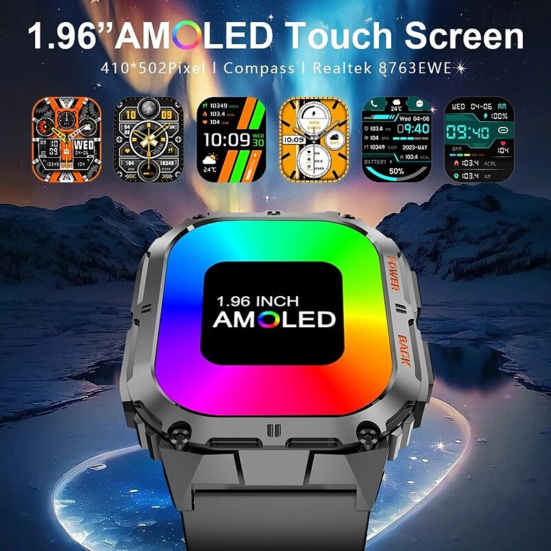 K61 Pro Smart Watch Men Bluetooth Call 1.96inch AMOLED Screen Compass AI Voice Health Monitor Sport Fitness Tracker Smartwatch2