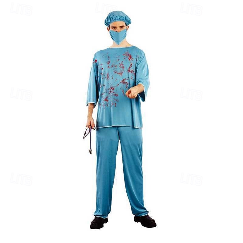 Bloody Nurse Halloween Outfits Fancy Costume Horror Scary Cosplay Adults' Men's Halloween Carnival Performance Party Easy Halloween Costumes Dress Up