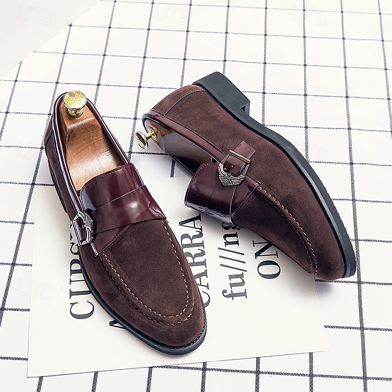 Men's Brown Loafers with Decorative Buckle – Classic Casual Slip-On Shoes for Business, Daily Wear and Semi-Formal Occasions3