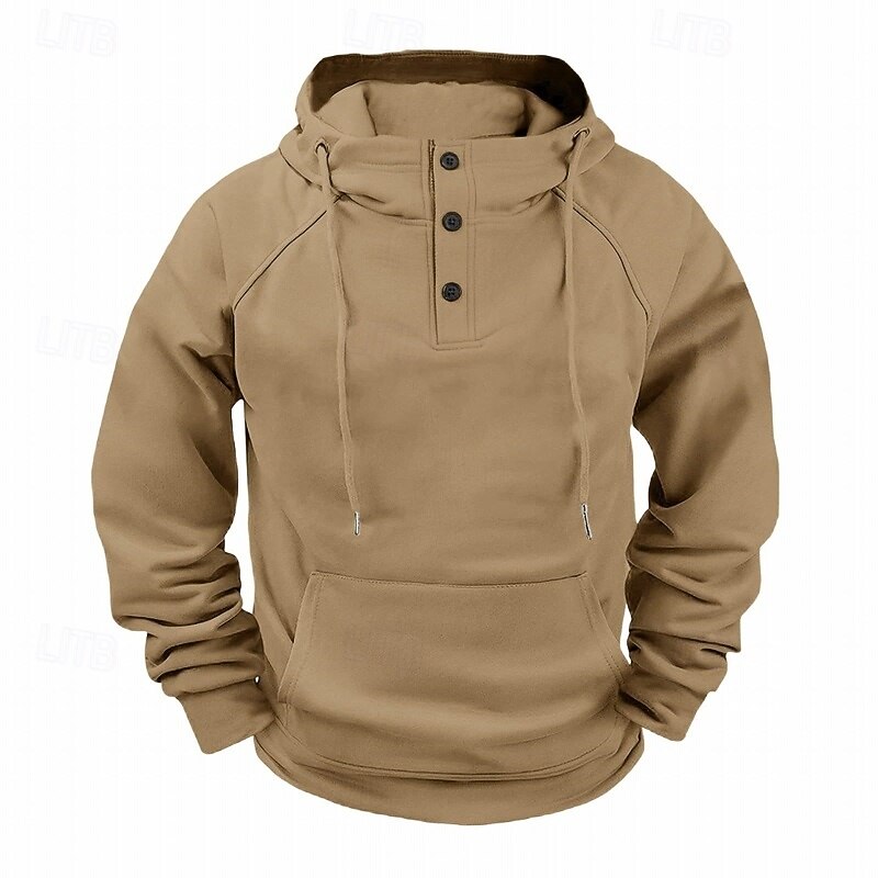 Men's Hoodie Button Up Hoodie Tactical Hoodie Black White Burgundy Navy Blue Camel Hooded Plain Pocket Sports & Outdoor Casual Daily Streetwear Cool Sportswear Spring &  Fall Clothing Apparel Hoodies3