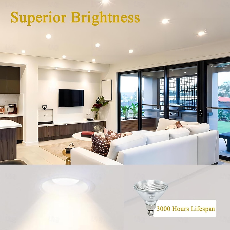 PAR38 Halogen Flood Light Bulbs 90W 120V E26 Base 2700K Warm White Light for Indoor and Outdoor4