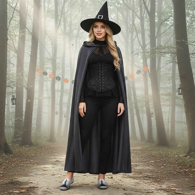 Women's Gray Casual Flats with Gothic Witch Print – Vintage Halloween Witch Style Shoes for Halloween Party, Casual Wear and Walking2