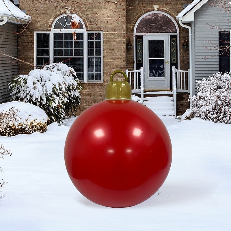 Christmas Outdoor Inflatable Decorated Ball 60cm(23.6Inch) Xmas Huge Large Ornaments for Tree Yard Lawn Garden Porch Blow Up Balls Ornaments with Pump4