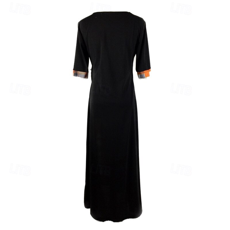 Women's Midi Dress Black Dress Cocktail Dress Formal Dress Elegant Modern Vacation Daily Going out Regular Fit Graphic Half Sleeve Crew Neck Black Yellow Red Purple Spring Fall3