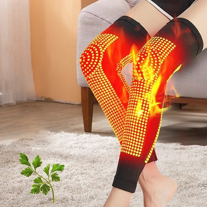 1 Pair Tourmaline Acupressure Self-heating Knee Sleeve, Double-sided Mugwort Thermal Knee Pads for Men & Women, Warm Joint Support Brace for Cold Legs, Arthritis Pain Relief & Winter Protection2