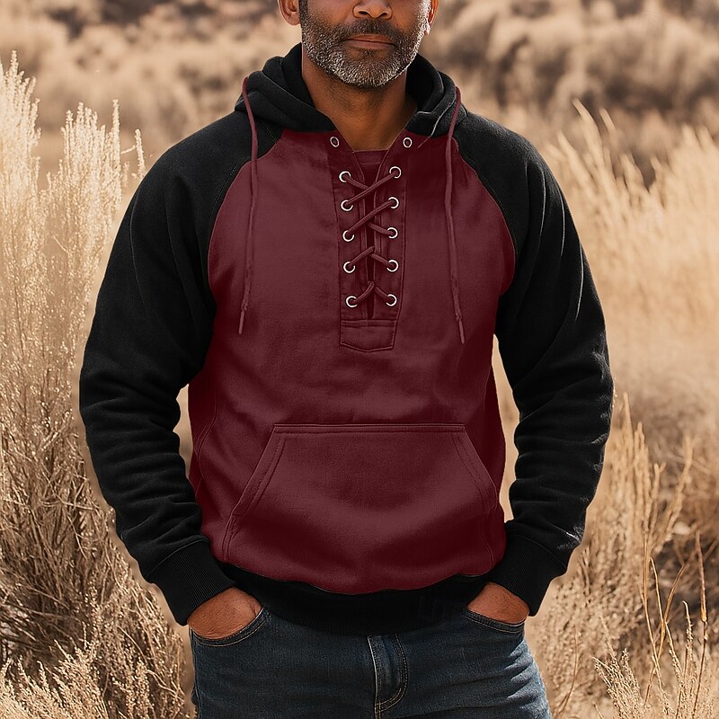 Men's Hoodie Tactical Hoodie Wine Red Black Army Green Navy Blue Khaki Hooded Plain Drawstring Zipper Color Block Sports & Outdoor Casual Daily Streetwear Cool Sportswear Spring &  Fall Clothing2