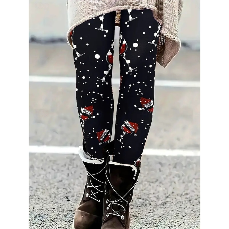 Women's Chinos Leggings Cozy Leggings Vacation Casual Full Length High WaistPantsUgly Christmas Graphic Printing Thermal Warm Comfortable Stretchy Vacation Street Causal Black Spring Fall Winter Slim