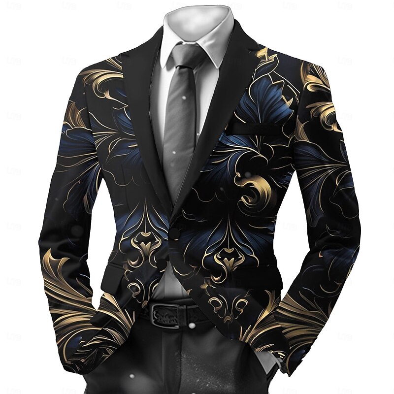 Men's Floral Long Sleeve Turndown Vintage Business Work Wear to work Going out Buttons Print Multi Pocket