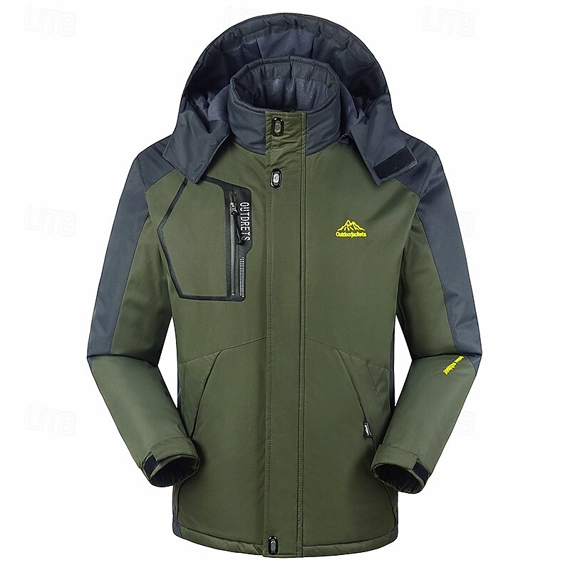 Men's Softshell Jacket Hiking Jacket Fleece Jacket Thermal Jacket Winter Outdoor Patchwork Thermal Warm Waterproof Windproof Top Black Army Green Red Blue Dark Blue4