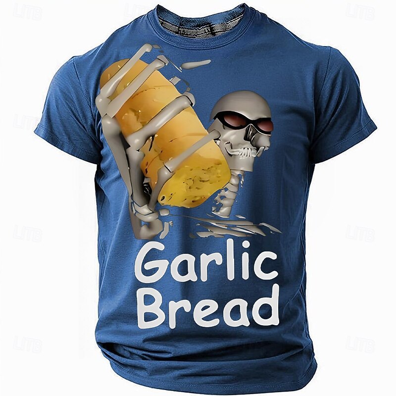 Men's Funny Garlic Bread Slang T Shirt Short Sleeve T shirt 3D Print Crew Neck Shirt Fashion Daily Street Daily Black Blue Green Summer Spring Clothing Apparel S M L XL XXL XXXL3