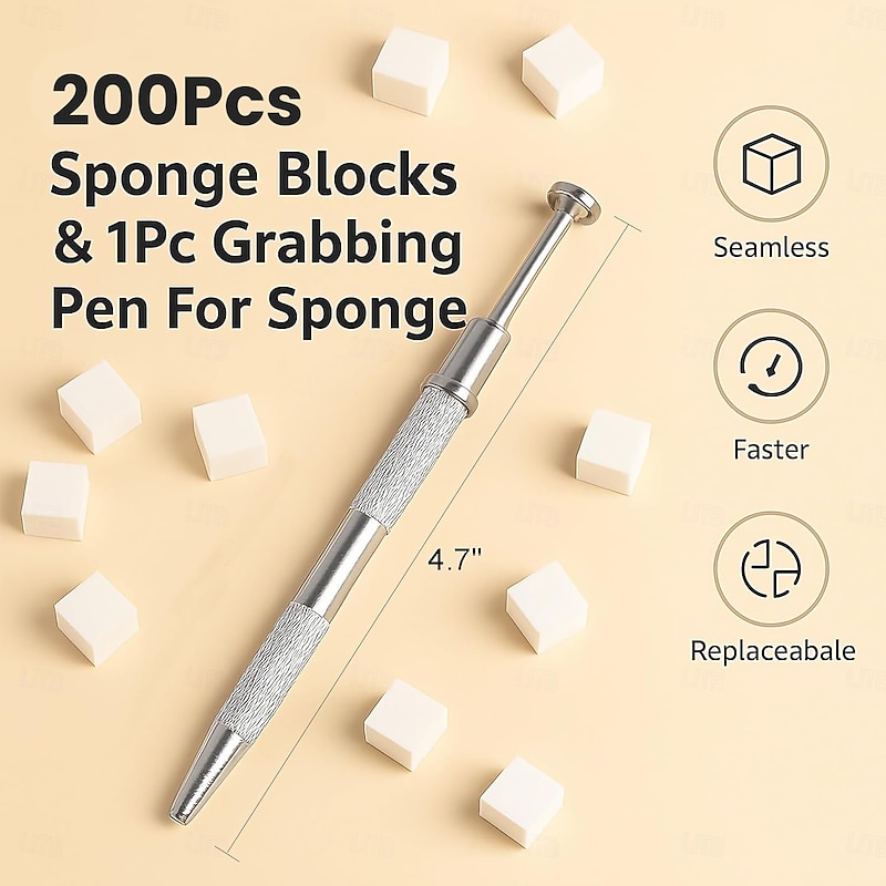 200PCS Nail Sponges for Ombre Nail Art with 1 Grab Pen Gradient Nail Art Tool Set with Storage Case DIY Nail Design Accessories for Salon & Home Use2