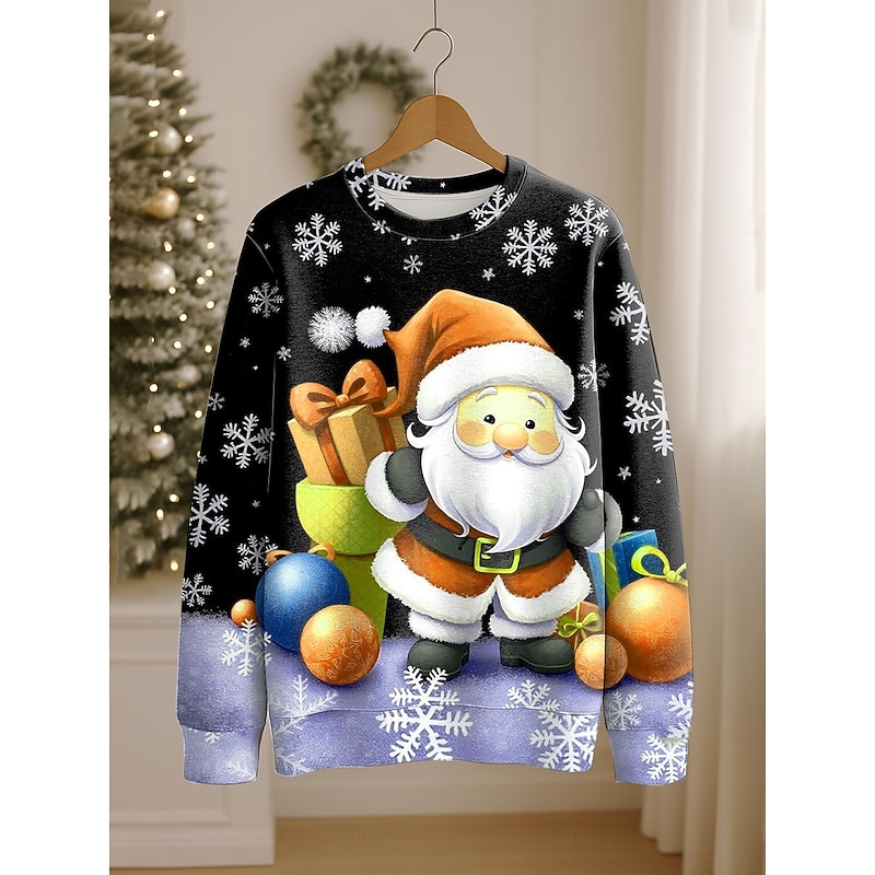 Women's Pullover Sweatshirt Graphic Santa Claus Casual Long Sleeve Crew Neck Regular Tops Street Casual Holiday Print Red Blue Purple Orange Spring Fall Winter2