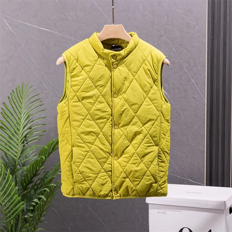 Women's Puffer Jacket Quilted Jacket Casual Jacket Comfortable Breathable Pocket Buttons Casual Plain Vacation Street Casual Daily Wear Single Breasted Short Stand Collar Regular Fit Sleeveless2