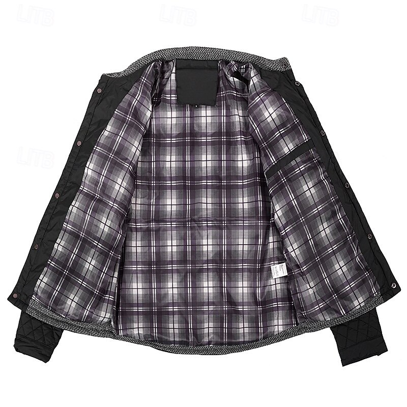 Men's Quilted Jacket Casual Jacket Vacation Daily Warm Patchwork Pocket Fall Winter Color Block Fashion Classic Stand Collar Regular Black Blue Khaki Army Green Jacket4