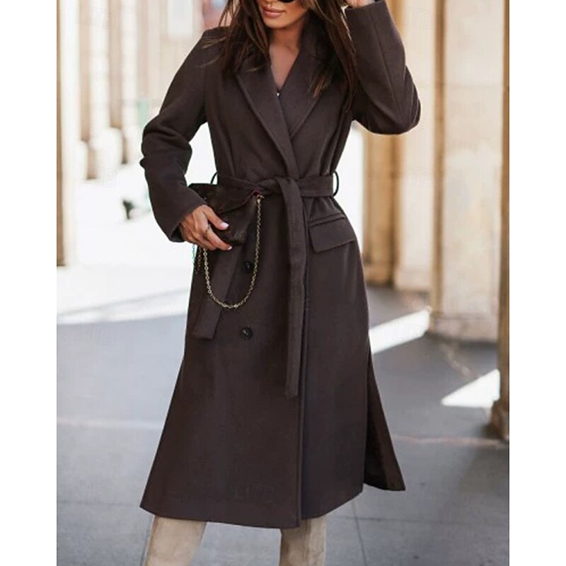 Women's Casual Jacket Warm Comfortable Pocket Buttons Fashion Outdoor Plain Going out Weekend Single Breasted Regular Lapel Regular Fit Long Sleeve Outerwear Black White Pink Fall Winter3