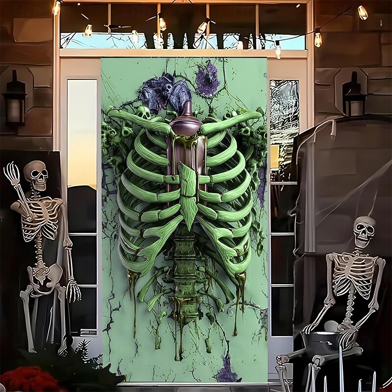 Halloween Door Cover Outdoor Banners Zombies Monster Psychedelic Party Outdoor Shooting Backgrounds Front Door Wall Porch Home Decor