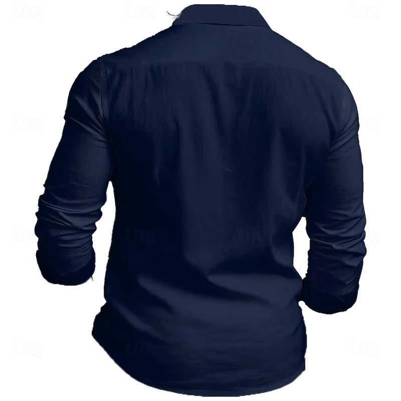 Men's American US Flag Patriotic Shirt Western Shirt Cowboy Shirt Long Sleeve Vintage Retro Outdoor Casual WorkWear Spring Fall Turndown 3D Print Linen Like Shirt Dark Blue2