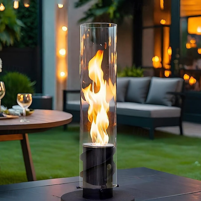 Tabletop Fire Pit Outdoor Fire Pit with Glass Table and Remote Control for Camping2