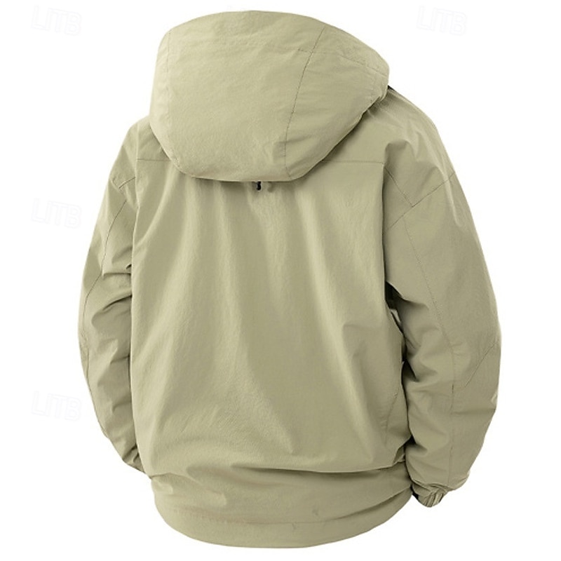 Men's 2in1 Rain Jacket Sport Coat Hiking Jacket Windcheater Jacket Sports Outdoor Camping & Hiking Waterproof Windbreaker Zipper Pocket Fall Winter All Seasons Solid Color Active Casual Hooded Regular4