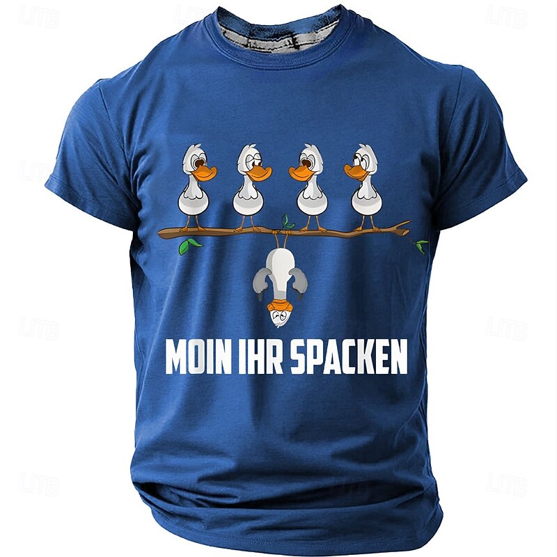 Men's Funny Slang Offensive German T Shirt Short Sleeve T shirt 3D Print Crew Neck Shirt Fashion Daily Street Daily Black Red Blue Summer Spring Clothing Apparel S M L XL XXL XXXL