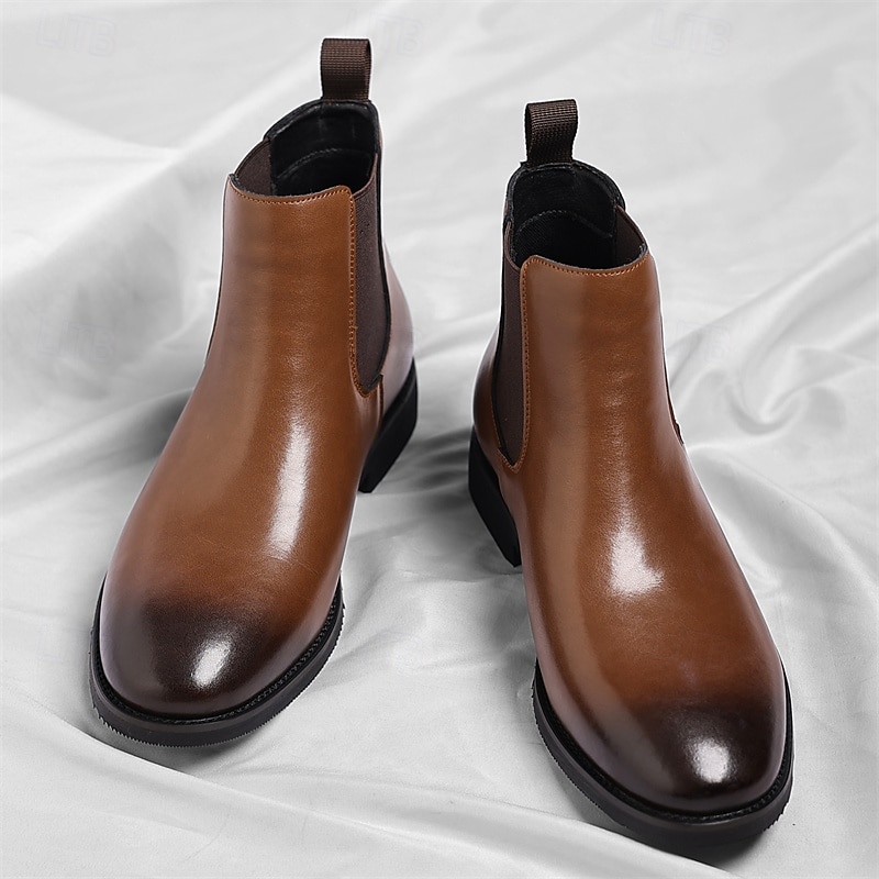 Men's Brown Chelsea Boots with Elastic Side Panels Classic Slip-On Design for Business, Formal Events and Daily Wear4